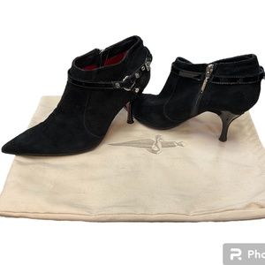 Black Suede Cesare Paciotti sharp toe stiletto bootie